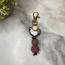 Load image into Gallery viewer, Keychain - Silicone Bead - Chicken - Maroon
