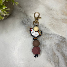 Load image into Gallery viewer, Keychain - Silicone Bead - Chicken - Maroon
