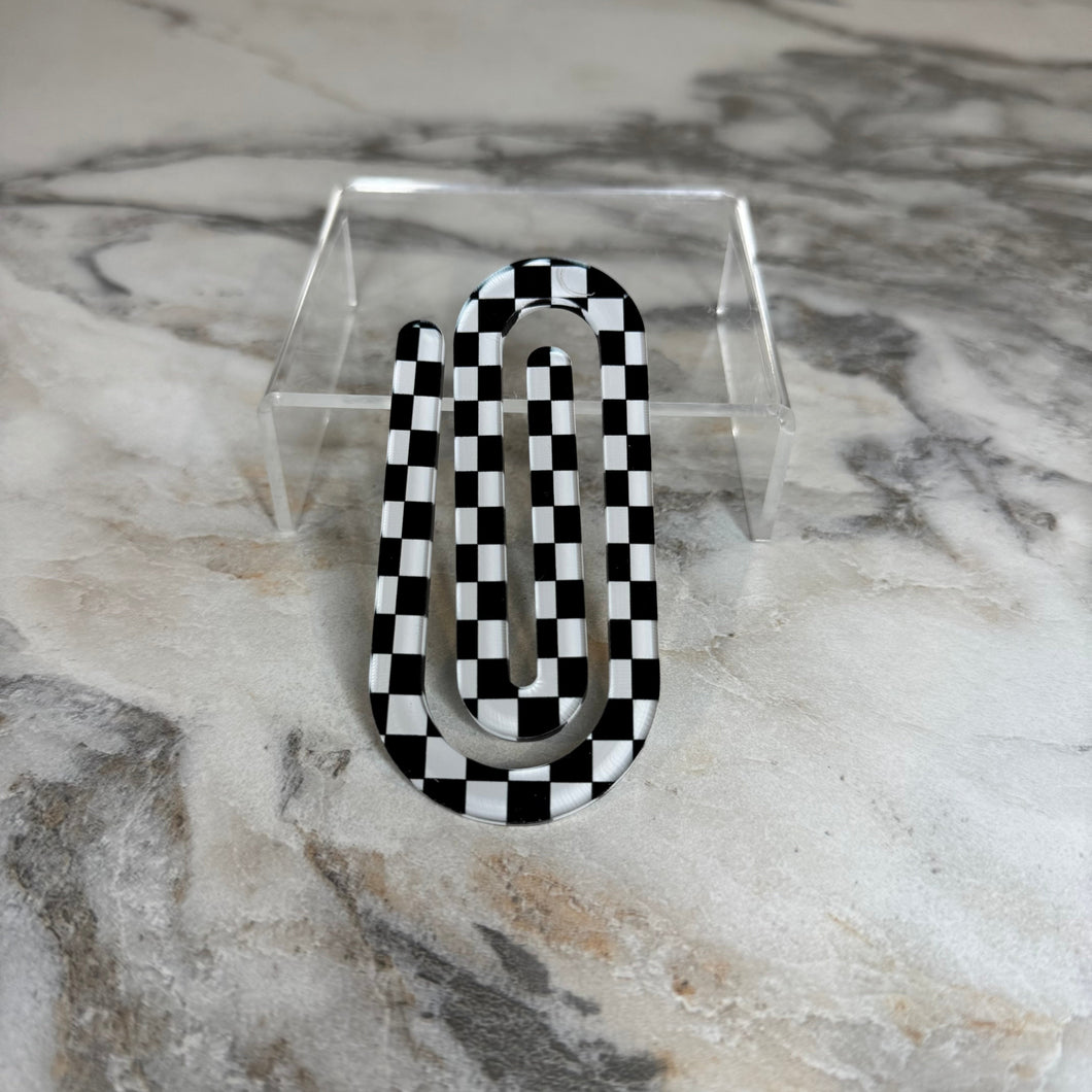 Jumbo Paperclip - Black White Checker - PREORDER