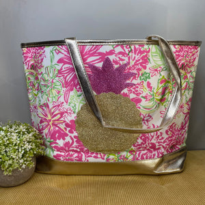 Carry All Bag - Pink Green Floral with Pineapple