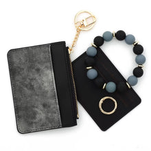 Load image into Gallery viewer, Denim Suede Bracelet Keychain &amp; Card Holder Wallet - PREORDER
