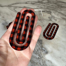 Load image into Gallery viewer, Jumbo Paperclip - Red &amp; Black Plaid
