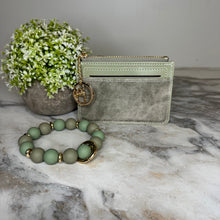 Load image into Gallery viewer, Denim Suede Bracelet Keychain &amp; Card Holder Wallet - PREORDER
