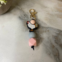 Load image into Gallery viewer, Keychain - Silicone Bead - Chicken - Pink
