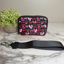 Load image into Gallery viewer, Rue - Nylon Wristlet Wallet - Black Pink Bow
