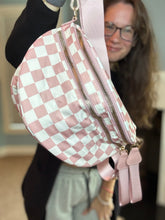 Load image into Gallery viewer, The Roni Nylon Crossbody - Checkered Medium Pink
