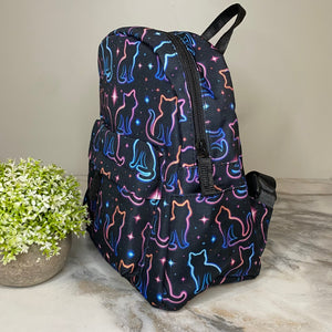 Mini Backpack - Cat Neon Outline