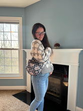 Load image into Gallery viewer, The Roni Nylon Crossbody - Black Gingham Daisy Floral
