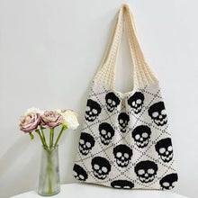 Load image into Gallery viewer, Tote Bag - Knit Sweater - Halloween Skull - PREORDER

