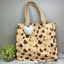Load image into Gallery viewer, Tote Bag - Heart Brown + Tan
