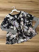 Load image into Gallery viewer, Stripes &amp; Floral Vneck LS
