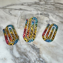 Load image into Gallery viewer, Jumbo Paperclip - Yellow Blue Pink Animal Print
