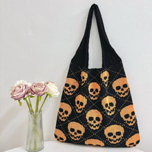 Load image into Gallery viewer, Tote Bag - Knit Sweater - Halloween Skull - PREORDER
