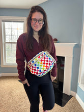 Load image into Gallery viewer, The Roni Nylon Crossbody - Checkered Colorful White
