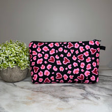 Load image into Gallery viewer, Pouch - Animal Print Heart on Black
