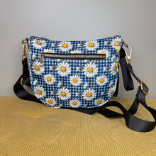 Load image into Gallery viewer, The Roni Nylon Crossbody - Blue Gingham Daisy Floral
