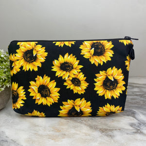 Pouch - Sunflowers on Black