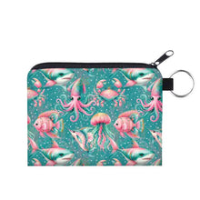 Load image into Gallery viewer, Mini Pouch - Teal Sea Creatures
