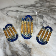 Load image into Gallery viewer, Jumbo Paperclip - Blue Gold Glitter - PREORDER
