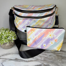 Load image into Gallery viewer, Bundled Set - Roni &amp; Pouch - Pastel Stripe Daisy Floral
