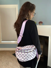 Load image into Gallery viewer, The Roni Nylon Crossbody - Checkered Light Purple

