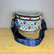 Load image into Gallery viewer, The Roni Nylon Crossbody - Highland Cow Blue Floral
