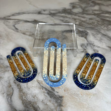 Load image into Gallery viewer, Jumbo Paperclip - Blue Gold Glitter - PREORDER
