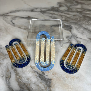 Jumbo Paperclip - Blue Gold Glitter - PREORDER