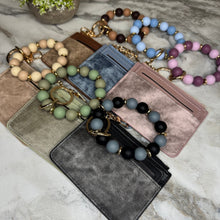 Load image into Gallery viewer, Denim Suede Bracelet Keychain &amp; Card Holder Wallet - PREORDER

