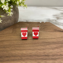 Load image into Gallery viewer, Wooden Stud Earrings - Valentine’s Day - #3
