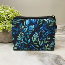 Load image into Gallery viewer, Mini Pouch - Navy Green Leaves

