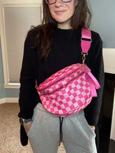 Load image into Gallery viewer, Roni - Checkered - Nylon Crossbody - Hot Pink
