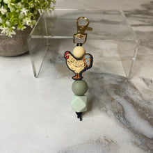 Load image into Gallery viewer, Keychain - Silicone Bead - Chicken - Olive Grey
