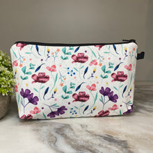 Load image into Gallery viewer, Pouch - Floral White Maroon Purple
