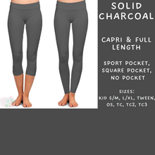 Load image into Gallery viewer, Ready To Ship - Solid Charcoal Full and Capri Length Leggings
