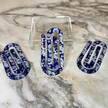 Load image into Gallery viewer, Jumbo Paperclip - Navy Blue Grey Floral
