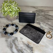 Load image into Gallery viewer, Denim Suede Bracelet Keychain &amp; Card Holder Wallet - PREORDER
