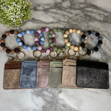 Load image into Gallery viewer, Denim Suede Bracelet Keychain &amp; Card Holder Wallet - PREORDER
