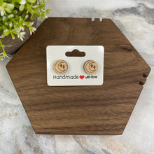 Load image into Gallery viewer, Wooden Stud Earrings - Moon &amp; Stars
