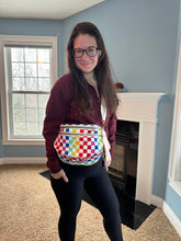 Load image into Gallery viewer, The Roni Nylon Crossbody - Checkered Colorful White
