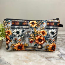 Load image into Gallery viewer, Pouch - Books Floral on Grey
