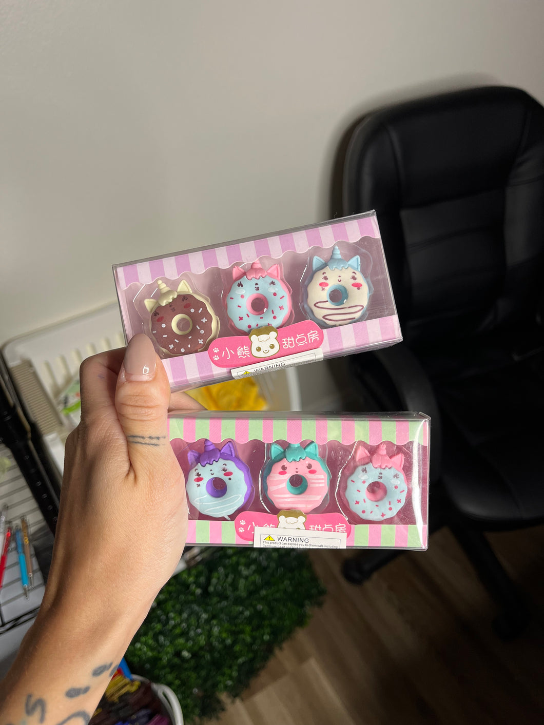 Unicorn Donut Eraser Set