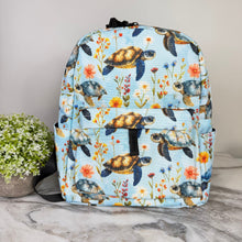 Load image into Gallery viewer, Mini Backpack - Floral Turtle
