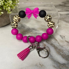 Load image into Gallery viewer, Silicone Bracelet Keychain - Magenta Bow
