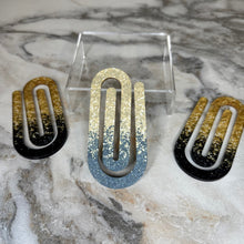 Load image into Gallery viewer, Jumbo Paperclip - Black &amp; Gold Glitter - PREORDER
