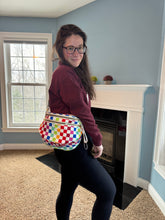 Load image into Gallery viewer, The Roni Nylon Crossbody - Checkered Colorful White
