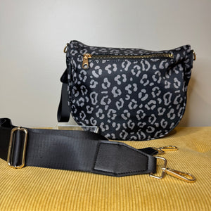 Roni - Nylon Crossbody - Black & Grey Animal - PREORDER