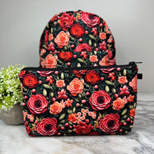 Load image into Gallery viewer, Mini Backpack, Pouch, &amp; Mini Pouch Bundled Set - Embroidery Rose Floral
