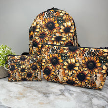 Load image into Gallery viewer, Mini Backpack, Pouch, &amp; Mini Pouch Bundled Set - Sunflower Dots
