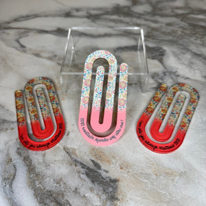 Jumbo Paperclip - Coral Religious Floral